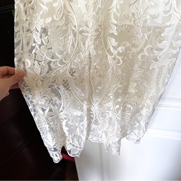 BHLDN Thurley Dress Emilia Lace Semi-Sheer Off-Shoulder Bridal Ivory 8 NWT - Picture 11 of 13
